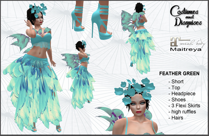 Costume feather flexi green