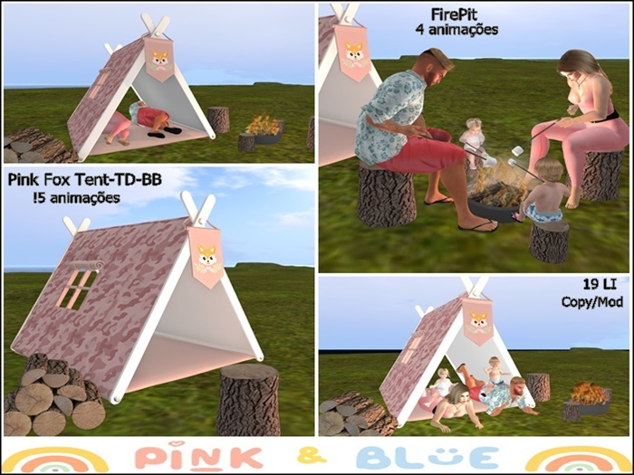 Pink Fox Tent-TD_BB{Pink&Blue}