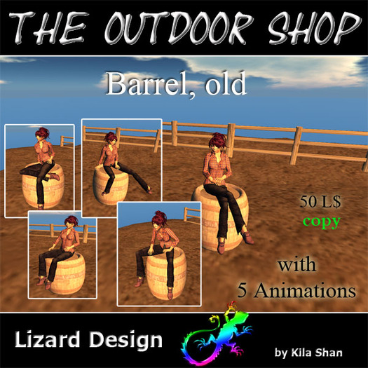Barrel, old with 5 Animations, for stables, farms and barn