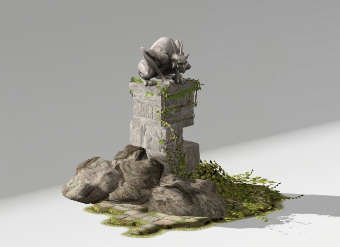 Mesh Gargoyle With Stone Pillar