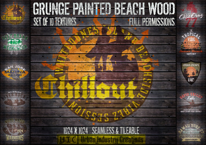 UIC Grunge Painted Beach Dark Wood 