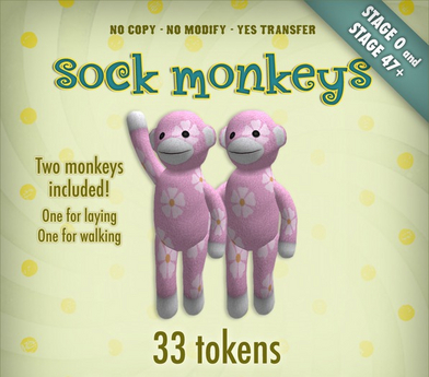 Second Life Marketplace - Zooby Token Toys - Smart Toy Monkey Pink Flower
