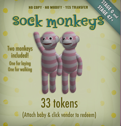 [Zooby Legacy Baby] Zooby Token Toys - Smart Toy Monkey Pink Stripe