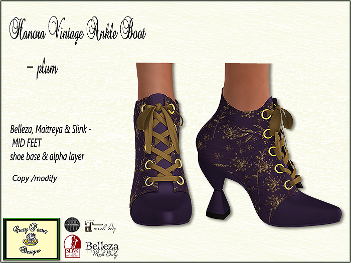 Crazy Pastry Designs Hanora Ankle Boot - medium foot - plum