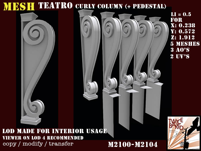 "TB" Teatro curly columns (+ pedestal) M2100 M2104