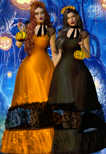 *INT**-Dress  Orange and Headpiece Halloween