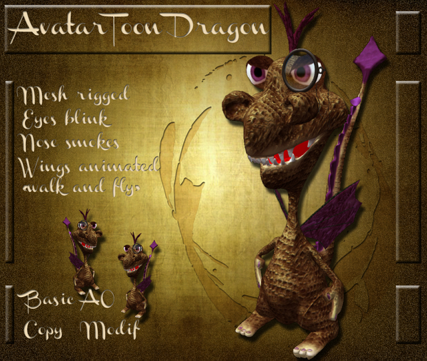 Avatar Dragon Mesh Rigged *** Brown * Rcr* 