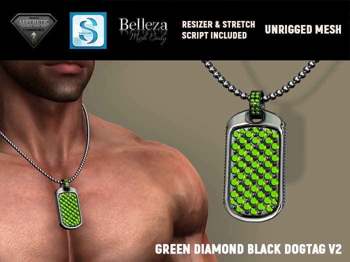 [7/11] Diamond DogTag Black Green V2
