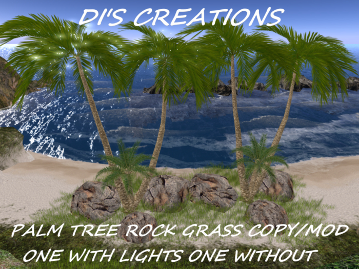PALM TREE TRIPPLE ROCKS GRASS