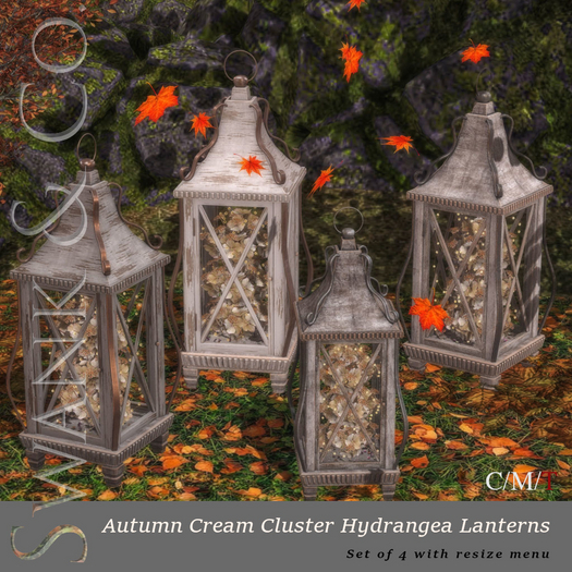 Swank & Co. Autumn Cream Hydrangea Cluster Lantern 