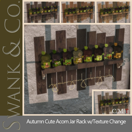 Swank & Co. Autumn Cute Acorn Jar Rack w/Texture Change 