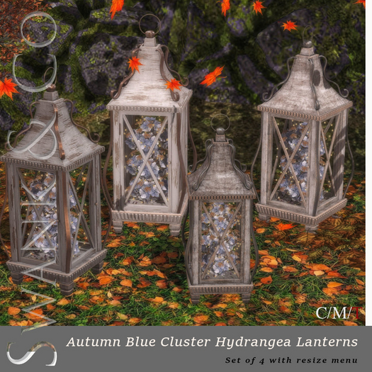 Swank & Co. Autumn Blue Hydrangea Cluster Lantern 