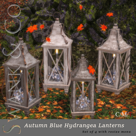 Swank & Co. Autumn Blue Hydrangea Lantern 