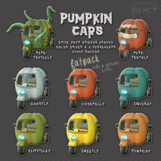 DUST:  Pumpkin Cars FATPACK Kids & Growns