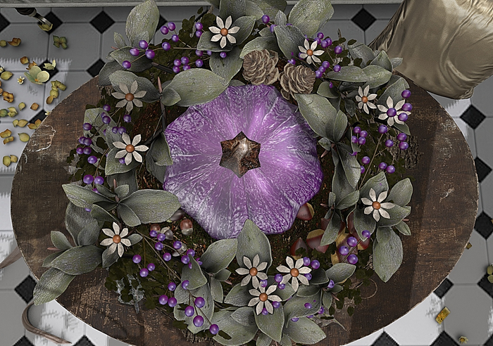 CJ Autumn Pumpkin violet Table Wreath - c+m