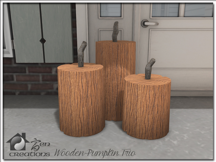 Wooden Pumpkin Trio