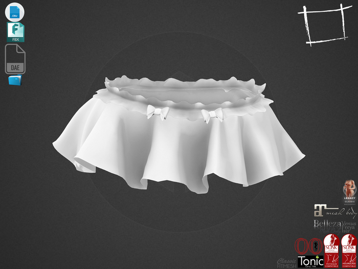 Dae Obj FBX For Female Cute Micro Ruffled Skirt Slink, Maitreya, Belleza, Tonic, Legacy,