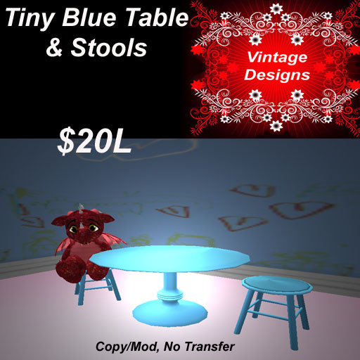 Tiny Blue Table & Stools
