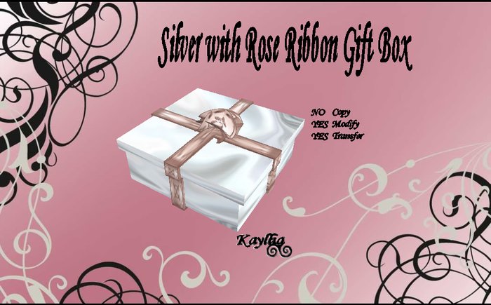 Gift Box Silver with Rose Ribbon