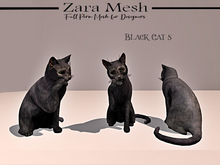 Zara Mesh - Animals - Black Cat 5 - FULL PERM MESH