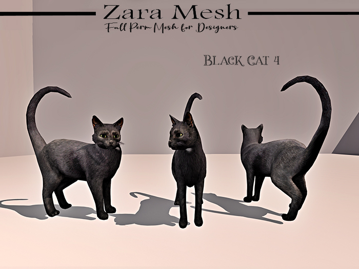 Zara Mesh - Animals - Black Cat 4 - FULL PERM MESH