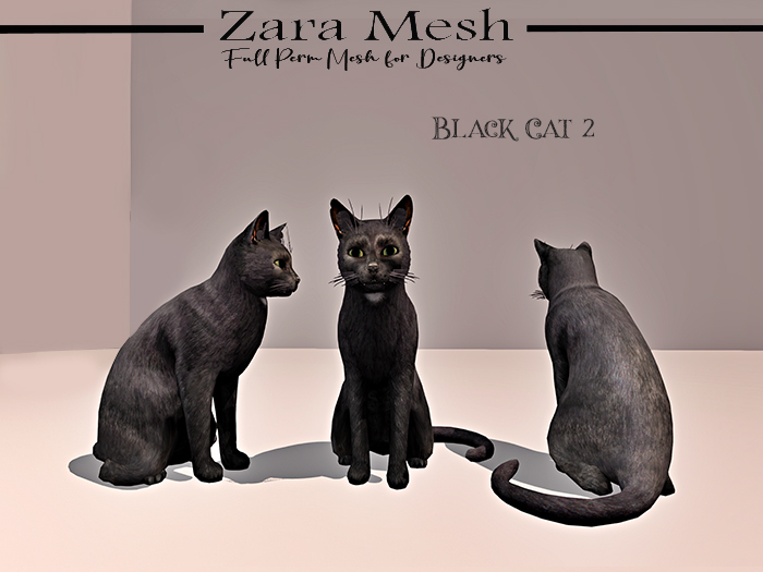 Zara Mesh - Animals - Black Cat 2 - FULL PERM MESH