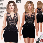 PEPLUM DRESS,2SKINS,CL&MESH BODY