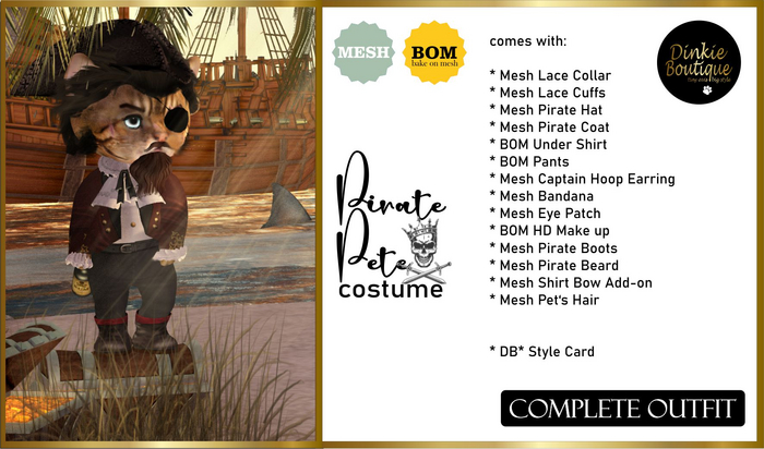 *DB* DINKIES PIRATE BLACK PETE COSTUME