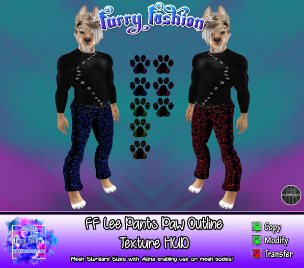 ~FF~ Lee Pants Paws Outlines