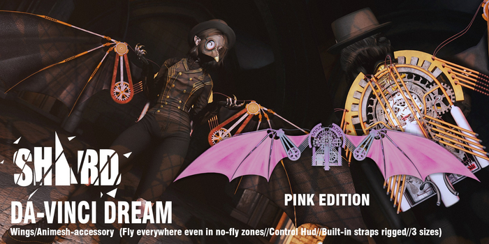 DaVinci Dream - Animesh wings Pink + fly everywhere scripted