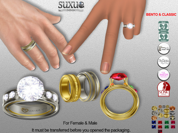 !    Su Xue    ! MESH Bands Rings Alara [HUD] FM Fatpack