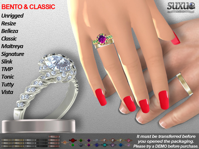 [SuXue Mesh] Bento & Classic Rings Shesa + Hud Female Male Box