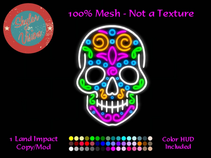 SkylarVision - Neon Sugar Skull Sign