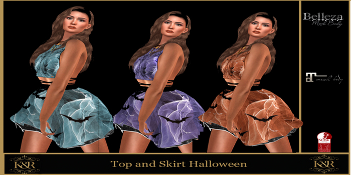 Elisa Halloween  top and Skirt, Slink Hourglass,Physique, Belleza freya,isis,venus, Maitreya, Halloween Dress