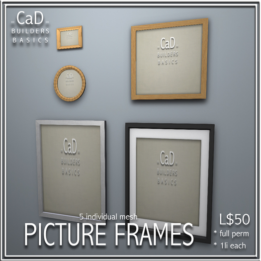 Second Life Marketplace - =CaD= PICTURE FRAMES - BUILDERS BASICS full perm