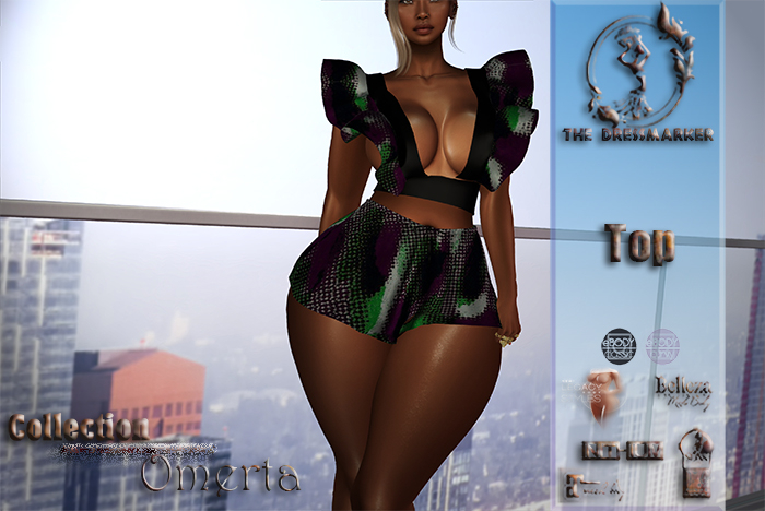 ~DM~ OMERTA TOP  (PURPLE/GREEN)