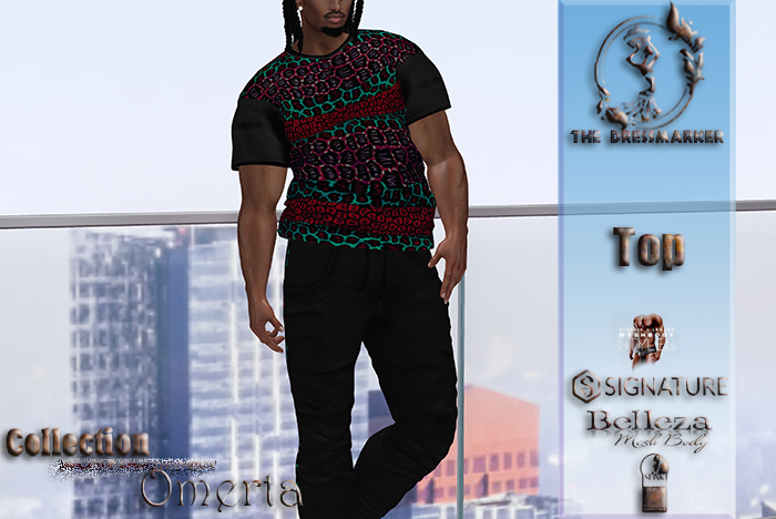 ~DM~ OMERTA Men TOP ( red/turquoise )