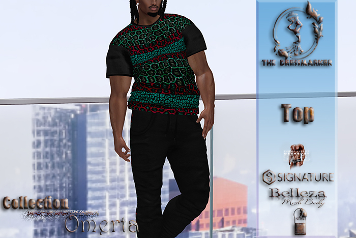 ~DM~ OMERTA Men TOP ( turquoise/red )