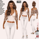 WHITE JEANS OUTFIT,CL&MESH BODY