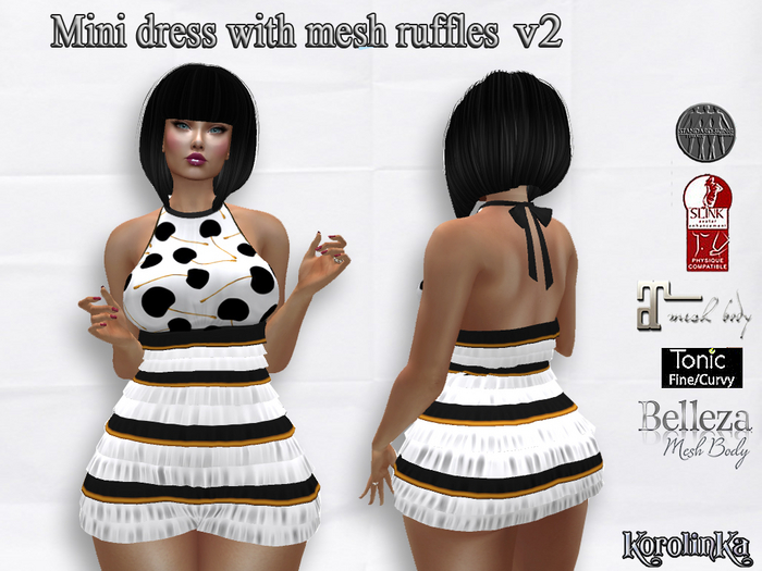 Mini dress with mesh ruffles  v2