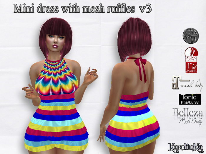 Mini dress with mesh ruffles  v3