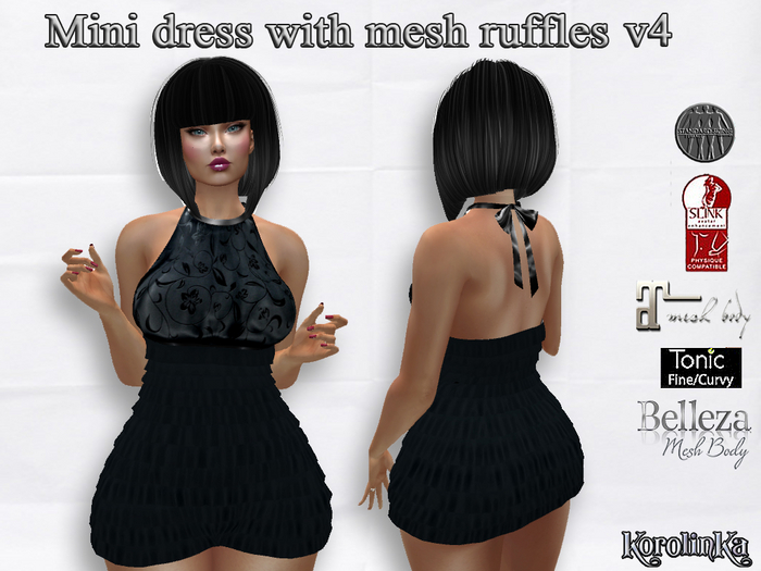 Mini dress with mesh ruffles  v4