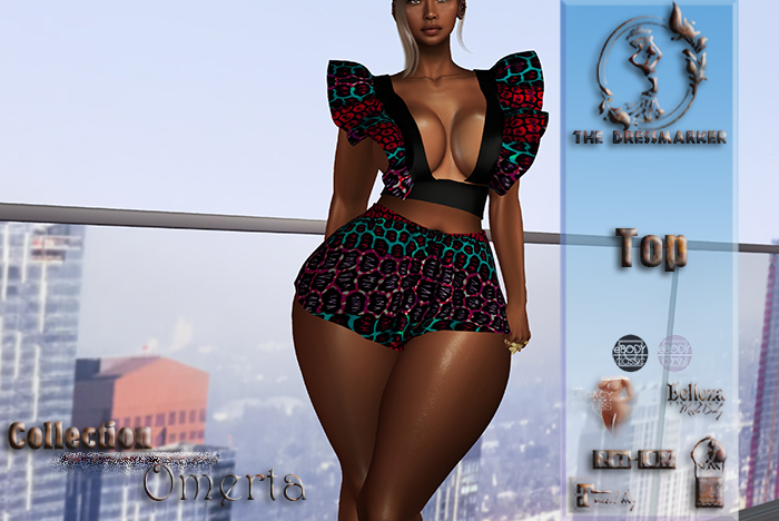 ~DM~ OMERTA TOP  (red/turquoise)
