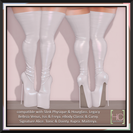 [HC] Aislin White Vinyl Thigh Boots for Kupra, Legacy, Slink, Belleza, Maitreya, eBody, Signature & Tonic