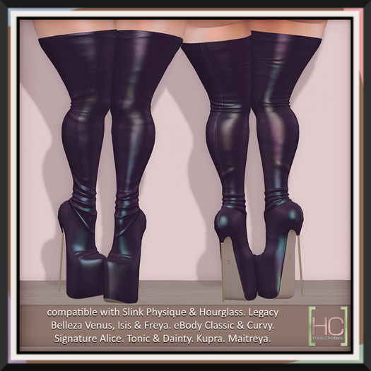 [HC] Aislin Mauve Vinyl Thigh Boots for Kupra, Legacy, Slink, Belleza, Maitreya, eBody, Signature & Tonic