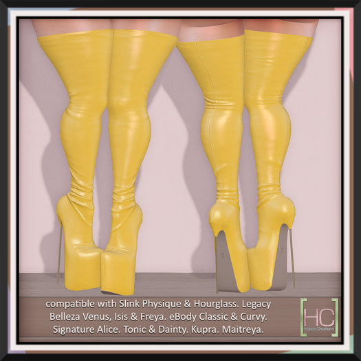 [HC] Aislin Butter Vinyl Thigh Boots for Kupra, Legacy, Slink, Belleza, Maitreya, eBody, Signature & Tonic