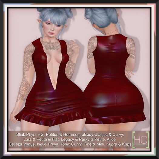 [HC] Aislin Red Vinyl Mini Dress for Kupra, Kups, Legacy, Maitreya, Slink Belleza, eBody, Signature & Tonic