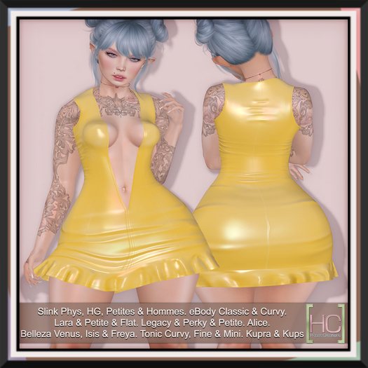 [HC] Aislin Butter Vinyl Mini Dress for Kupra, Kups, Legacy, Maitreya, Slink Belleza, eBody, Signature & Tonic