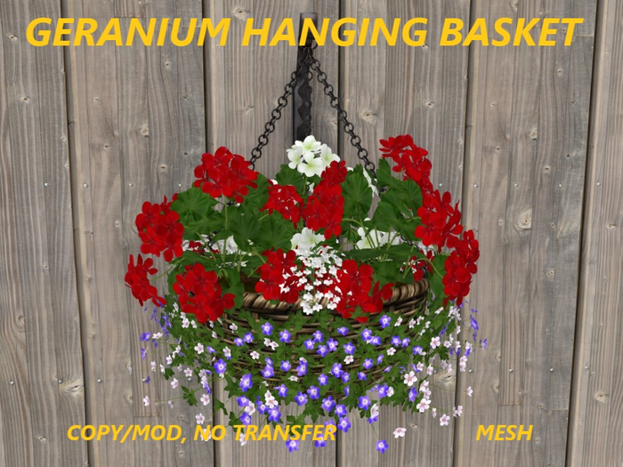 Second Life Marketplace GERANIUM HANGING BASKET