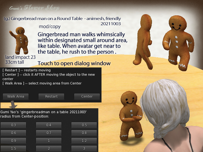 (g.) gingerbread man on a table -animesh, friendly 20211003